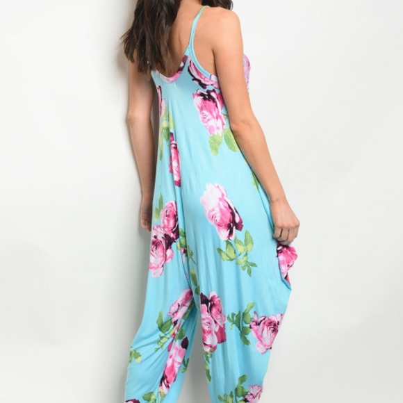 BLUE FLORAL PRINT JUMPSUIT - Picture 3 of 6